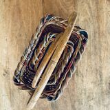 Pair of colorful wicker baskets