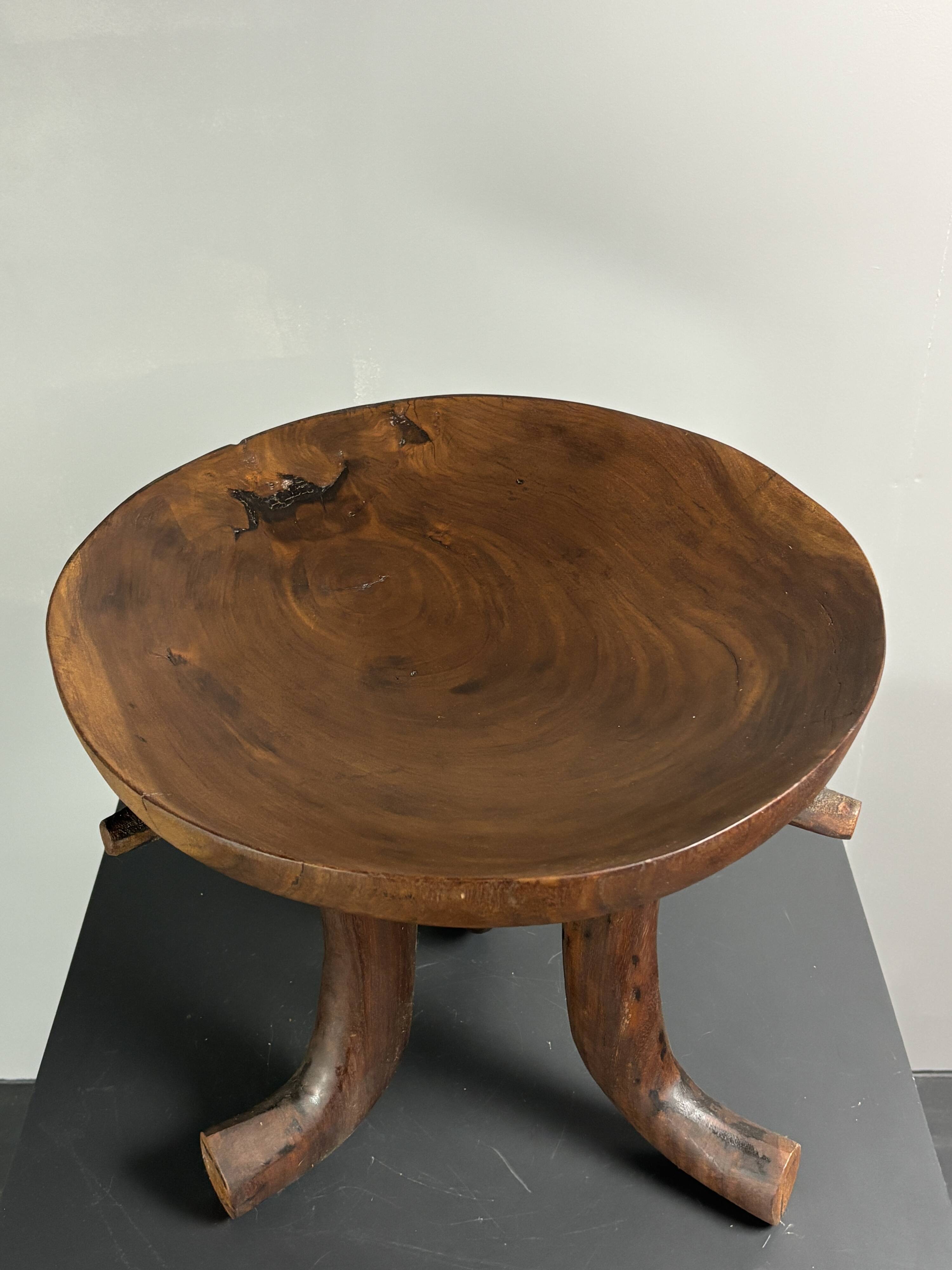 Handmade midcentury African tribal Jimma or Oromo tripod stool side table