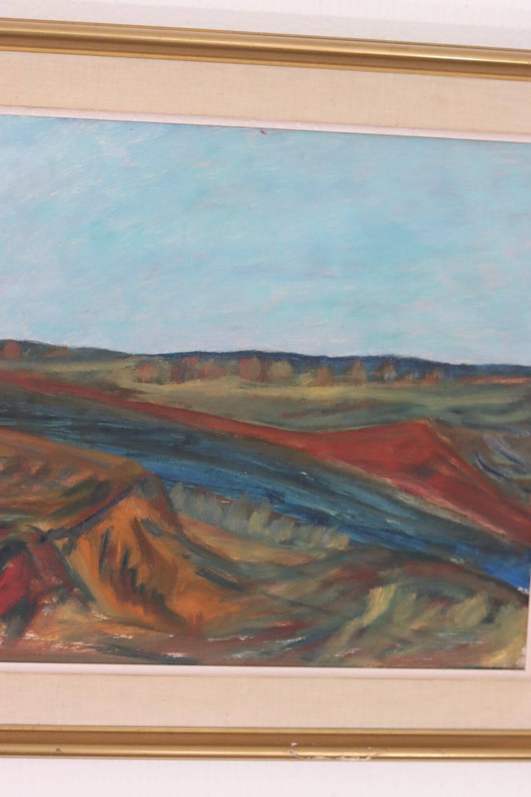 Original mid-century Swedish oil on panel – “Bold Landscape”