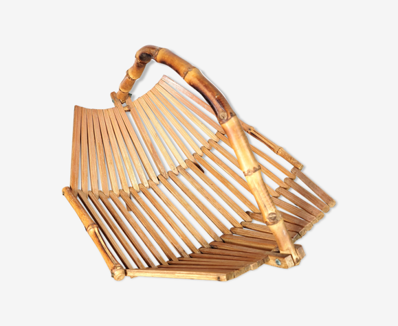 Corbeille bois bambou 1970