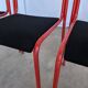 Set of 4 1970s Red & Black Metal Chair: Space Age Stackable Dining Chair