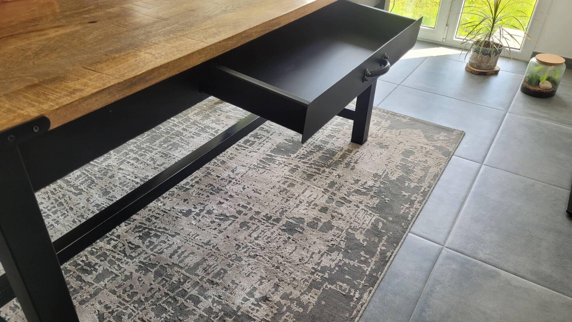 Industrial dining table (mango wood) for 6 people