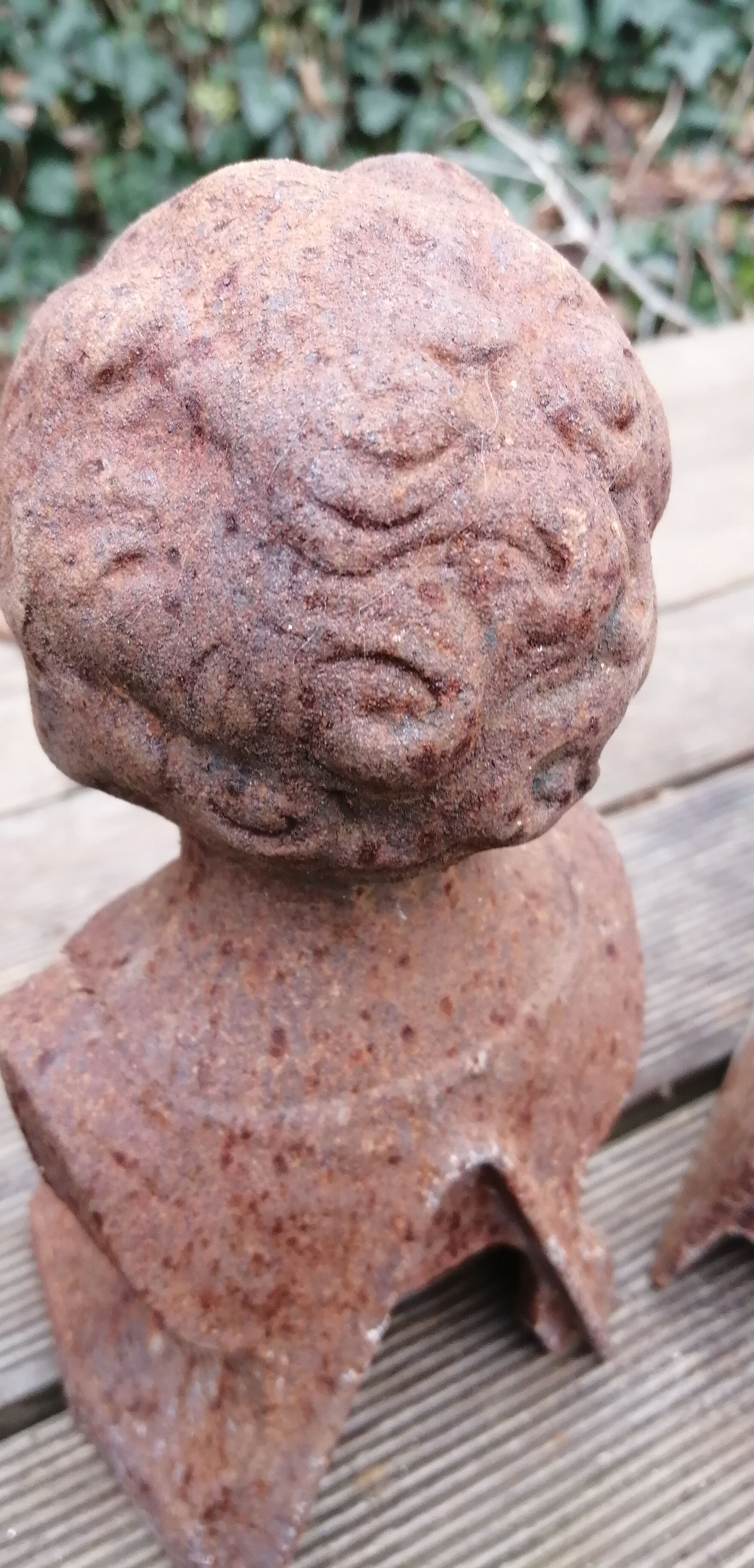 Pair of cast iron fireplace chenets "Children"