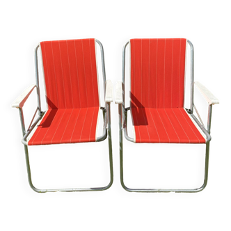 Pair of 70s folding camping chairs