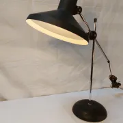 Vintage adjustable desk lamp in black metal and chrome, 1950s-70s.