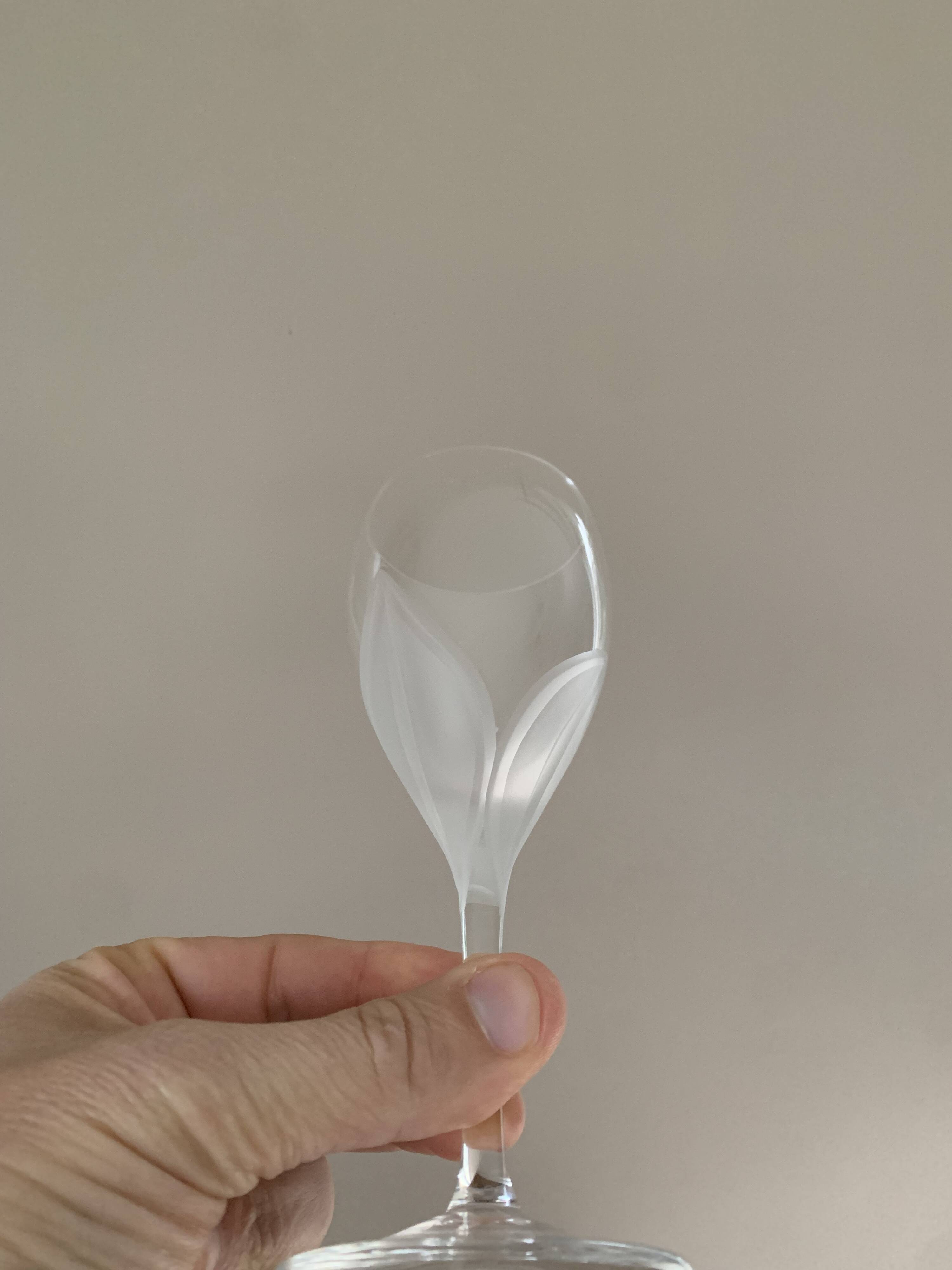 12 verres à vin décor feuille