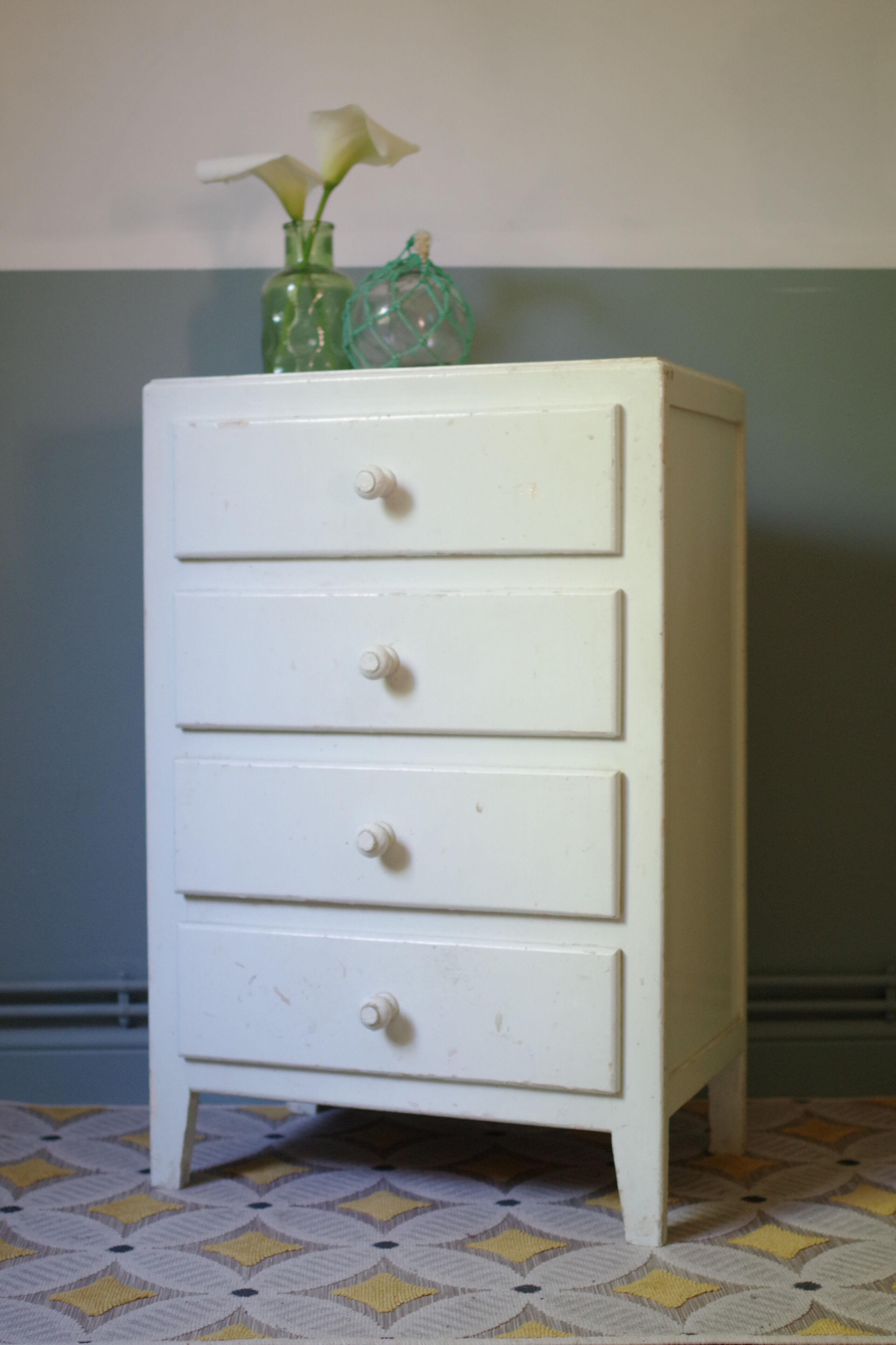 Chest of drawers small format light blue years 50-vintage chest-child storage