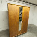 1950s Parisian wardrobe with mirror, 135 x 19 cm