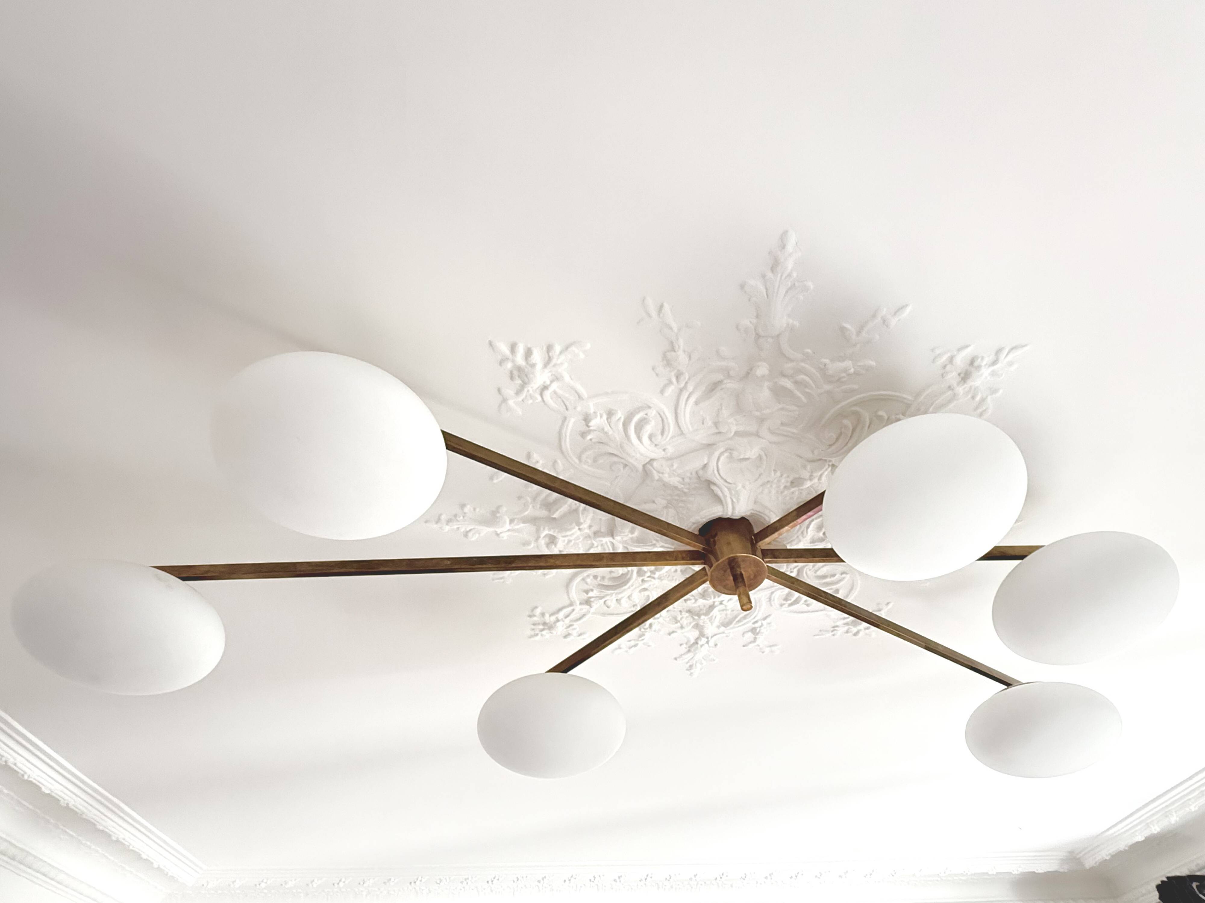 Angelo Lelii lustre plafonnier modèle 6 lune édition arredoluce