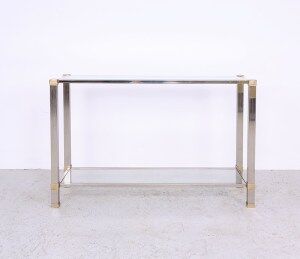 Table console vintage en verre et métal par Pierre Vandel, années 1970