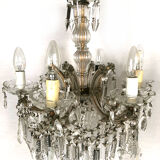 Chandelier with pendeloques tassels and glass pads