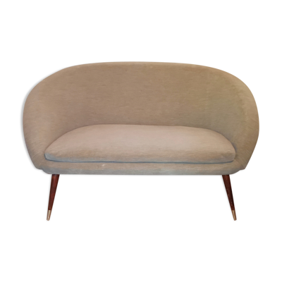 Canapé sofa coquillage rond 2 places gris