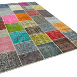 Tapis de patchwork turc surteint fait à la main 205 cm x 300 cm