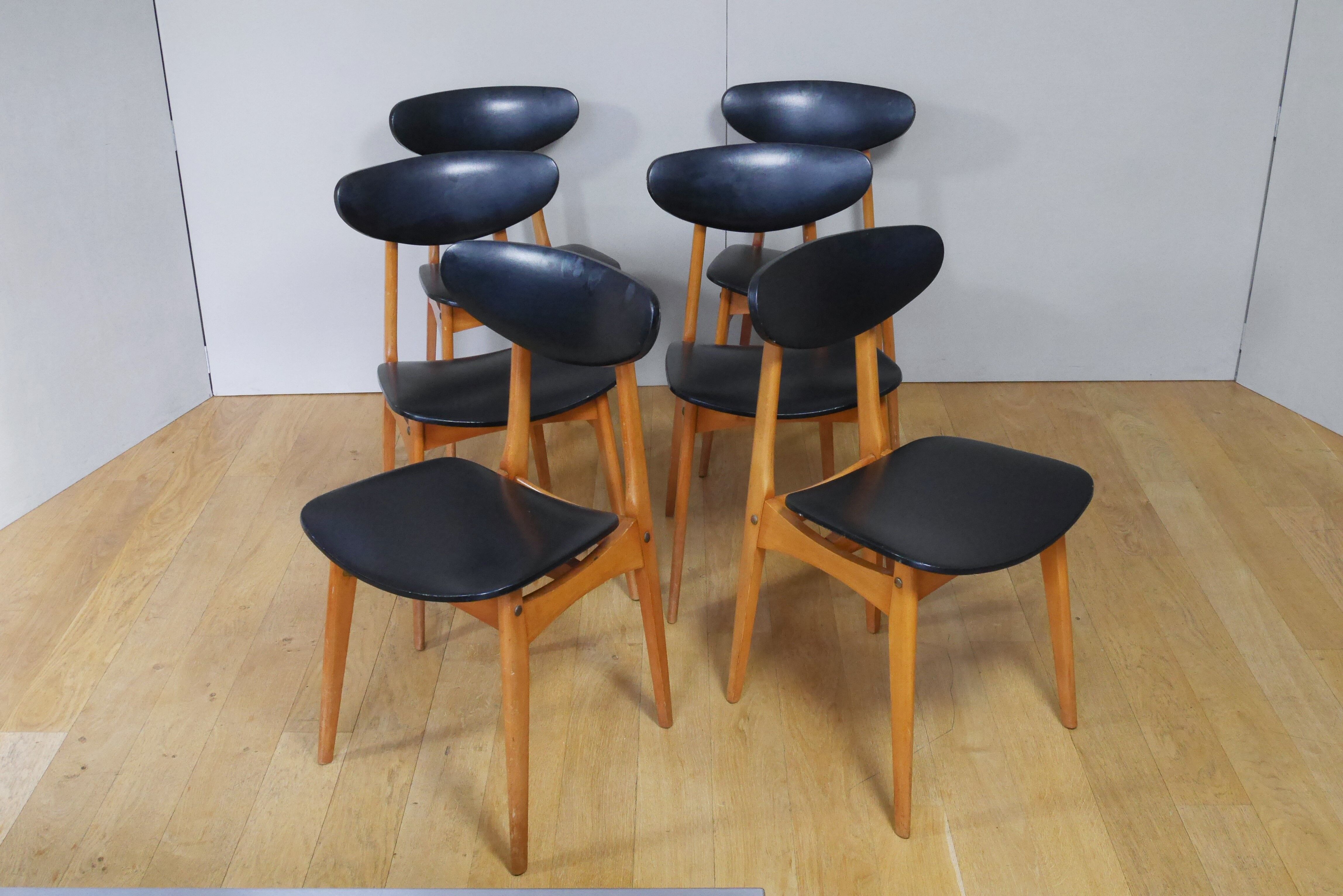 Series of 6 chairs Stella 60s model Ingrid