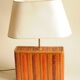 Rectangular Rattan Woven Lamp Bases in Orange and Burgundy Red