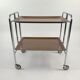 Chrome and laminated wood folding serving trolley, 1950