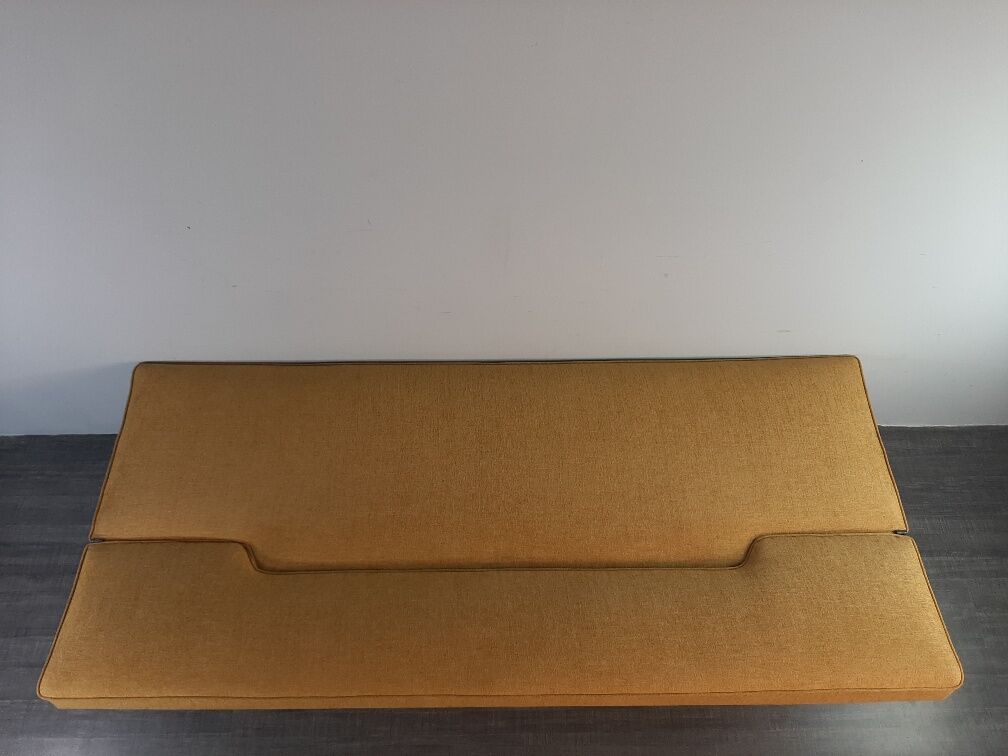 Sofa and daybed in beech and mustard fabric by Miroslav Navratil, vintage Czechoslovakia 1960s