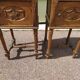 Lot de 2 table de chevet bois sculpté marbre blanc