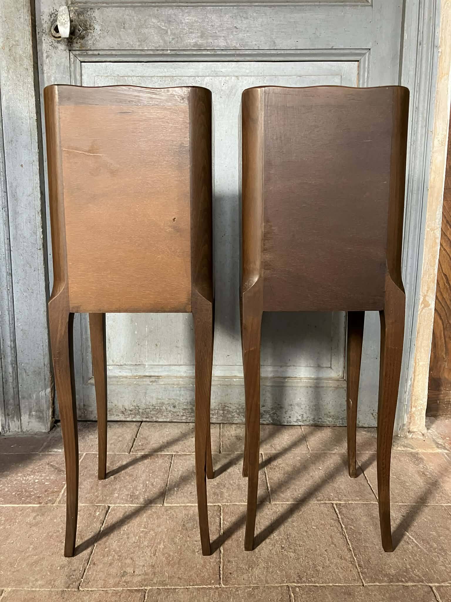 Wooden bedside table, vintage nightstand, side table.