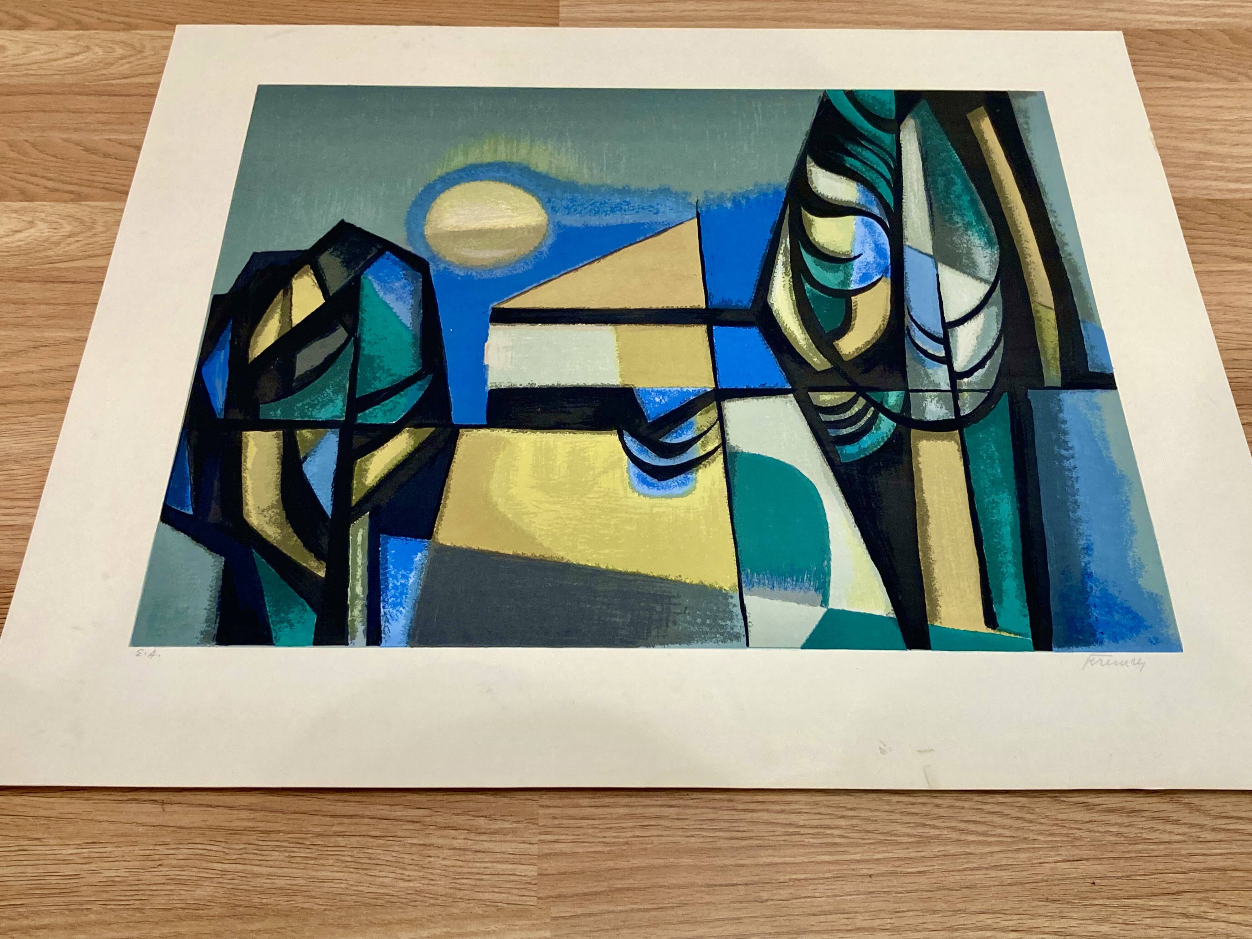 Lithograph signed "Albert Ferenz" Design 1950.