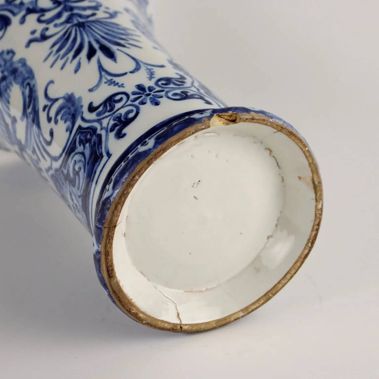 Antique earthenware vase from Gien, France, 18th century.