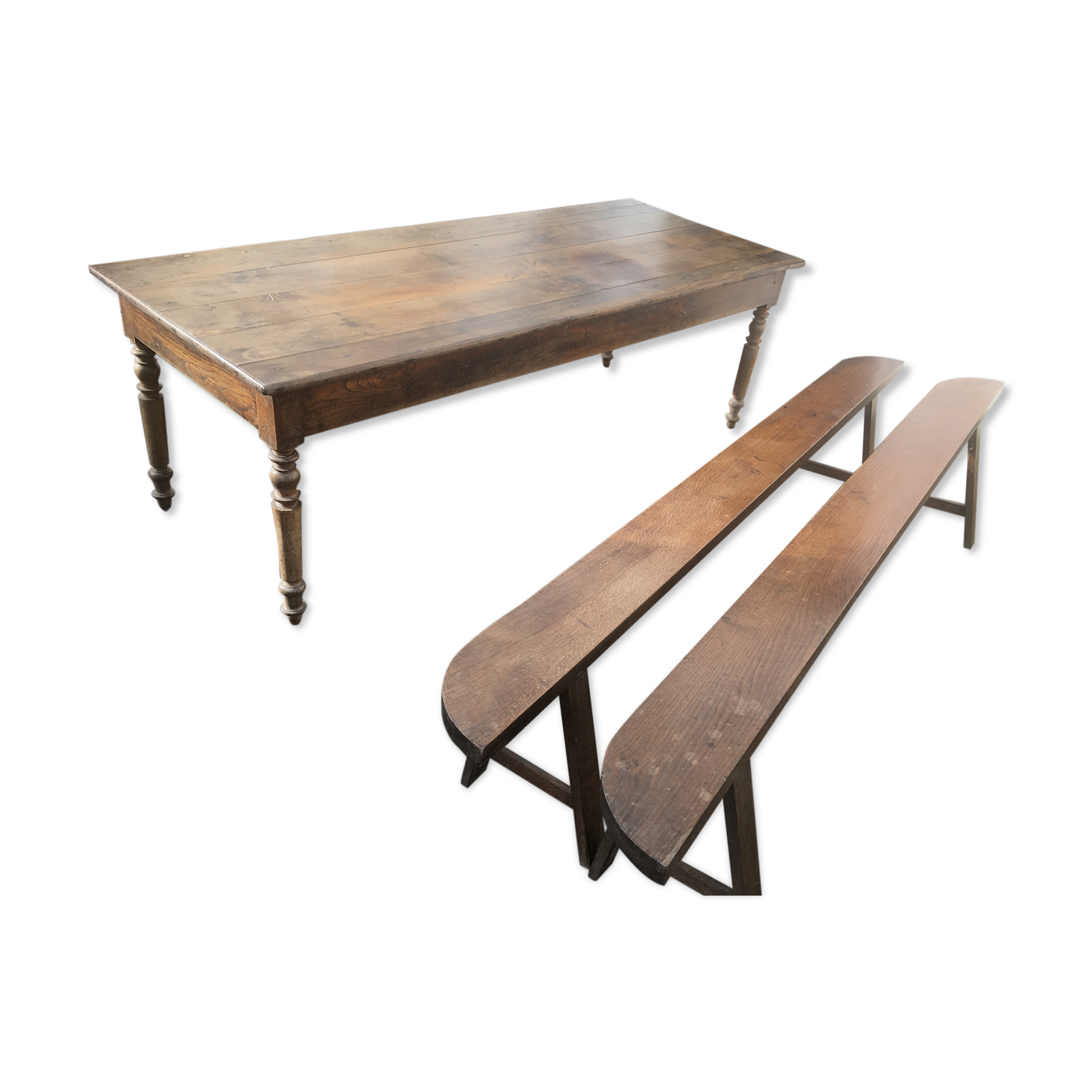 Farm table with two benches