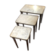 Pull-out tables in brass marble and wood