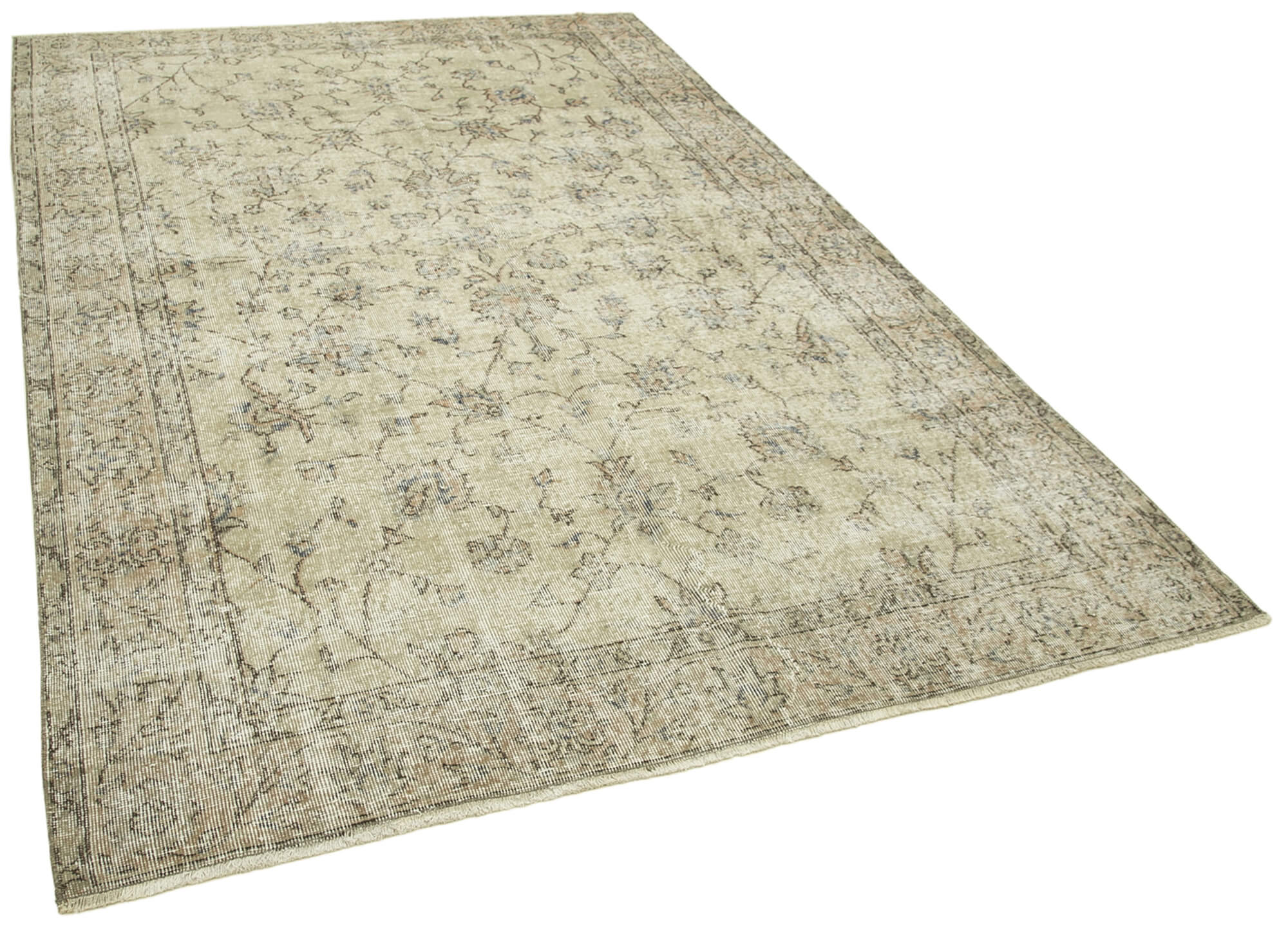 Handmade oriental beige carpet 182 cm x 271 cm
