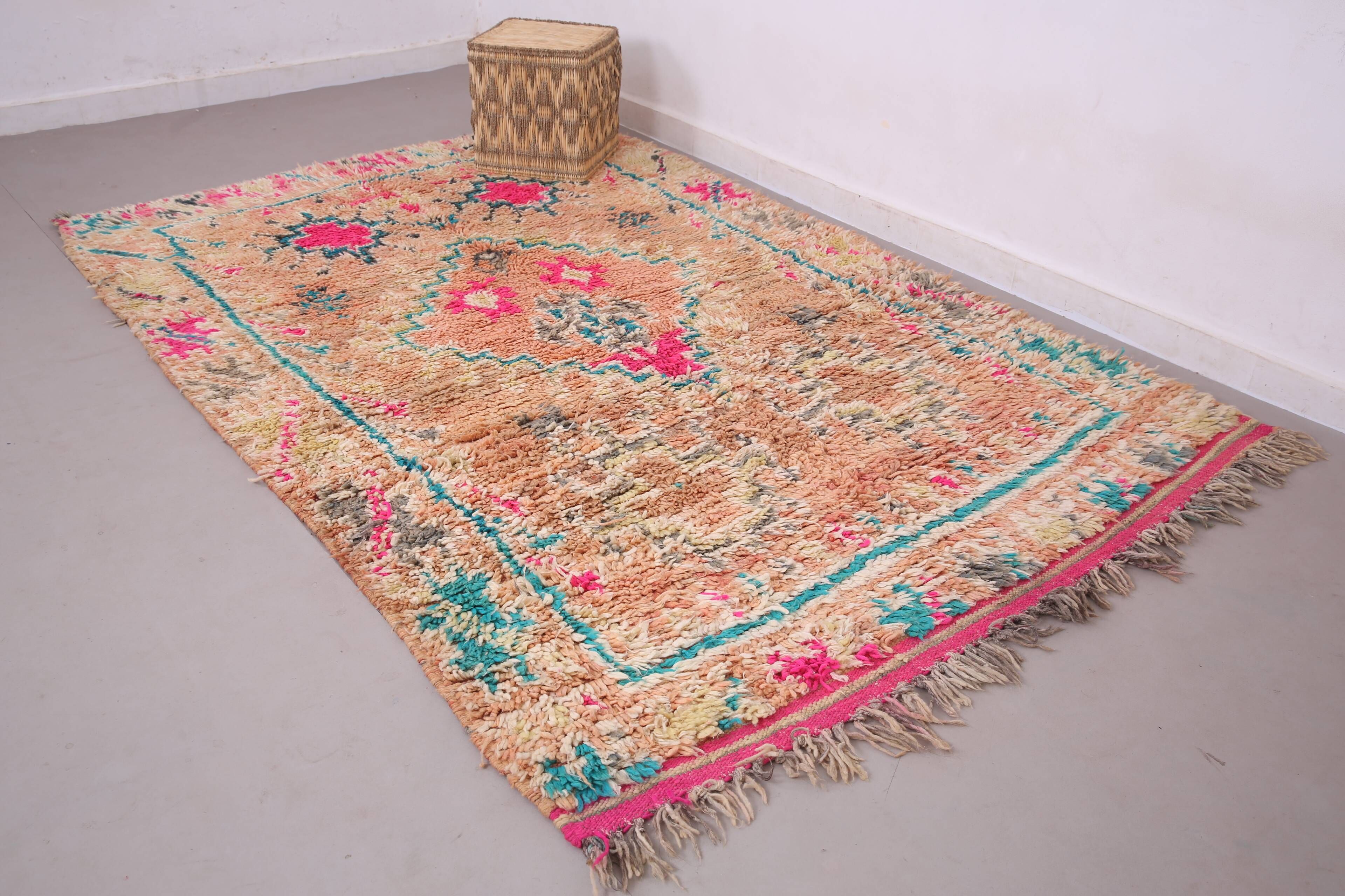 Tapis marocain vintage en laine colorée