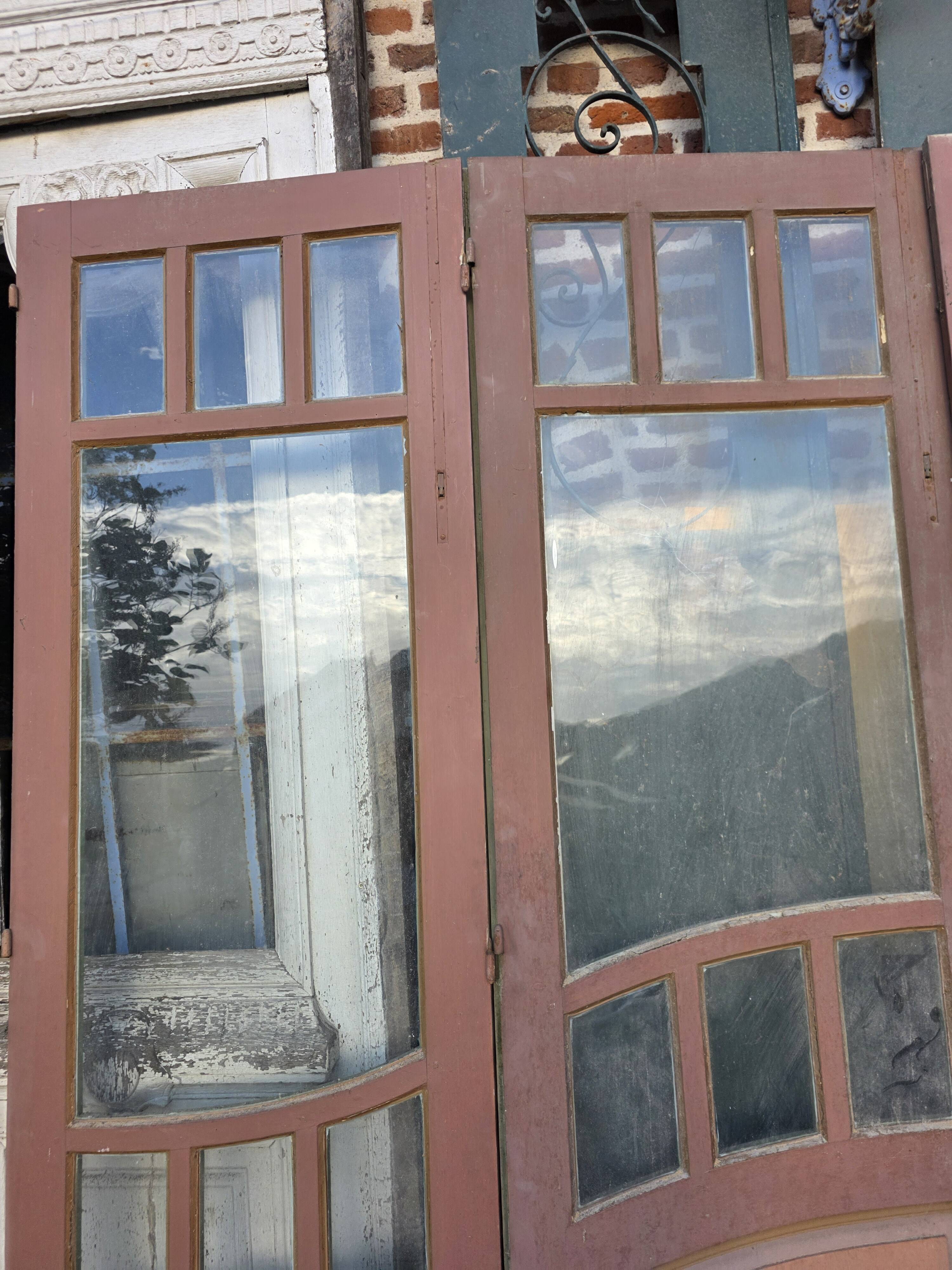 4 Art Nouveau partition doors + transom