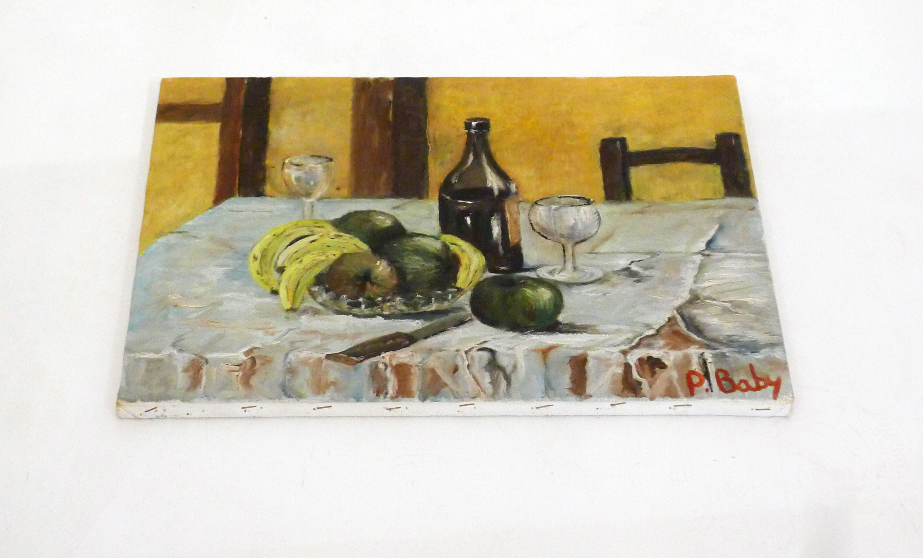Signed still life, oil on canvas