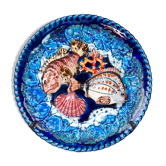Provencal plate 2 Trompe l'Oeil 60's in Vallauris Monaco barbotine