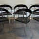 Set of 6 vintage arper chrome leather chairs