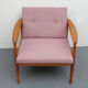 Scandinavian pink armchair in beech wood - 1960s