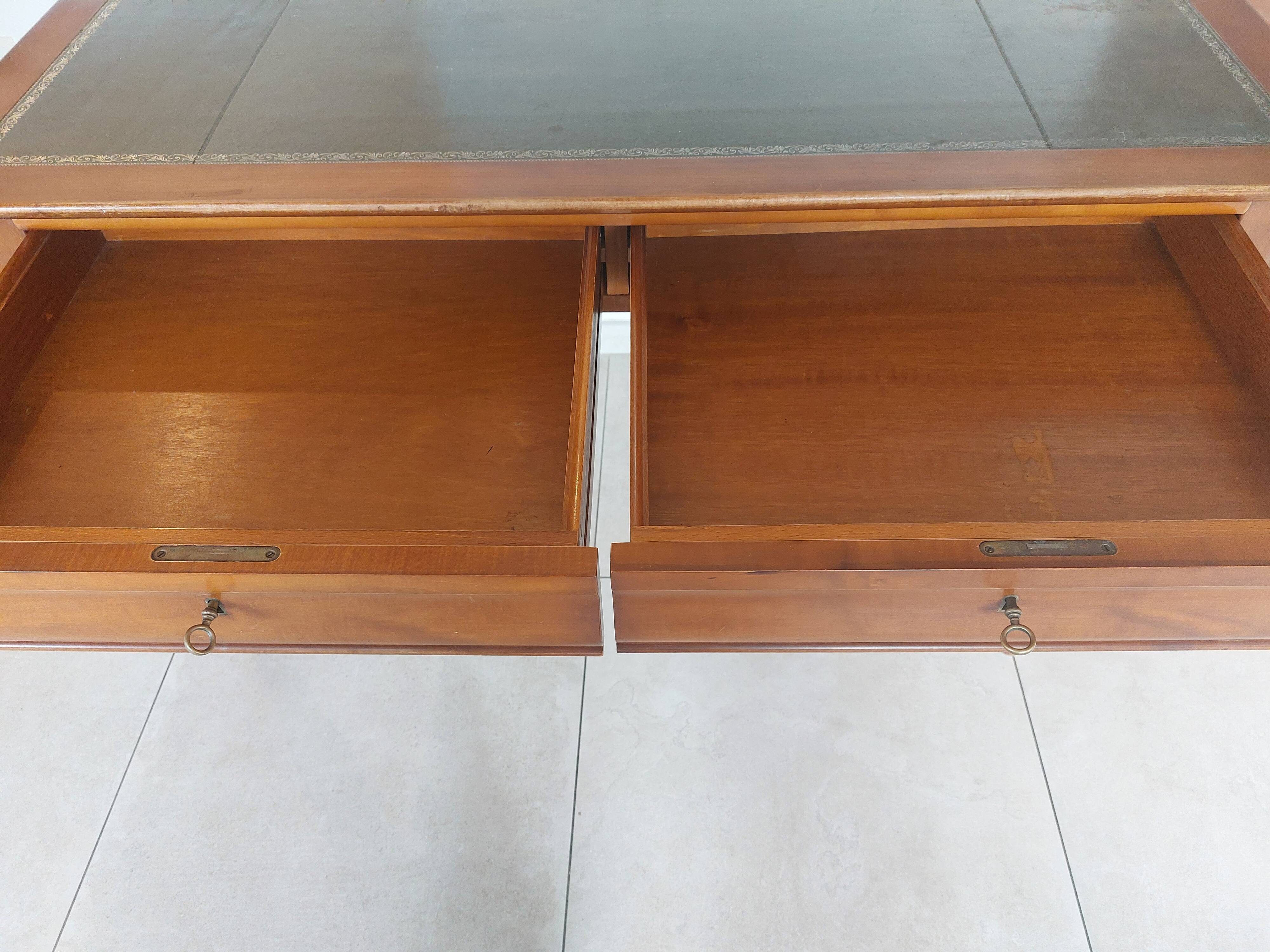 Wooden desk, leather top, extensions