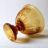 Mid-century Amber Honey Pedestal Bowl / Modern Vintage / Godinger / 1990s