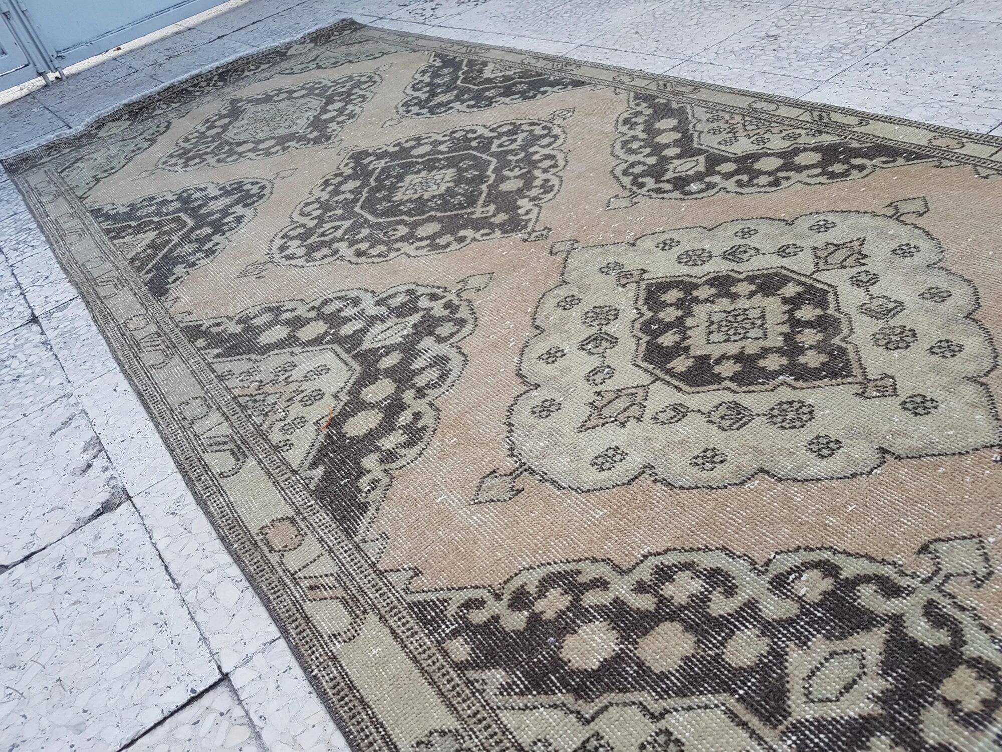 Vintage Turkish hallway rug 106x379 cm