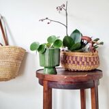 Table ancienne double plateaux ronds, sellette ou porte-plantes