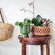 Antique table with double round tops, side table or plant stand.