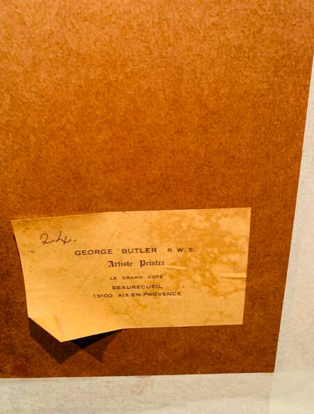 Elegant watercolor on paper depicting a young woman, signed George Bulter