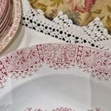 Grande assiette creuse terre de fer ou petit plat rond creux ancien Moulin des loups modèle Dentelle