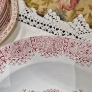 Large deep iron earth plate or small old round hollow dish Moulin des loups Dentelle model
