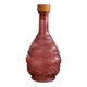 Vintage pink pressed glass carafe – retro decorative bottle with wooden stopper.