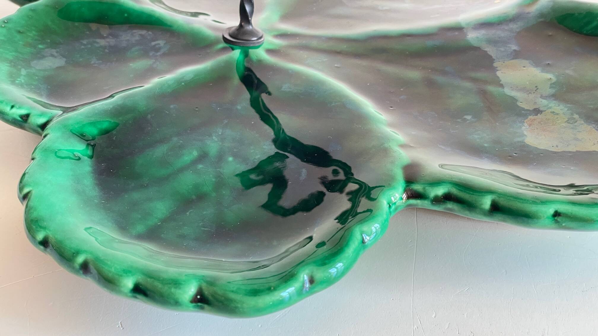 Vintage glazed ceramic slip dish