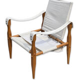 Fauteuil safari vintage 1960 Danemark avec toile design minimaliste