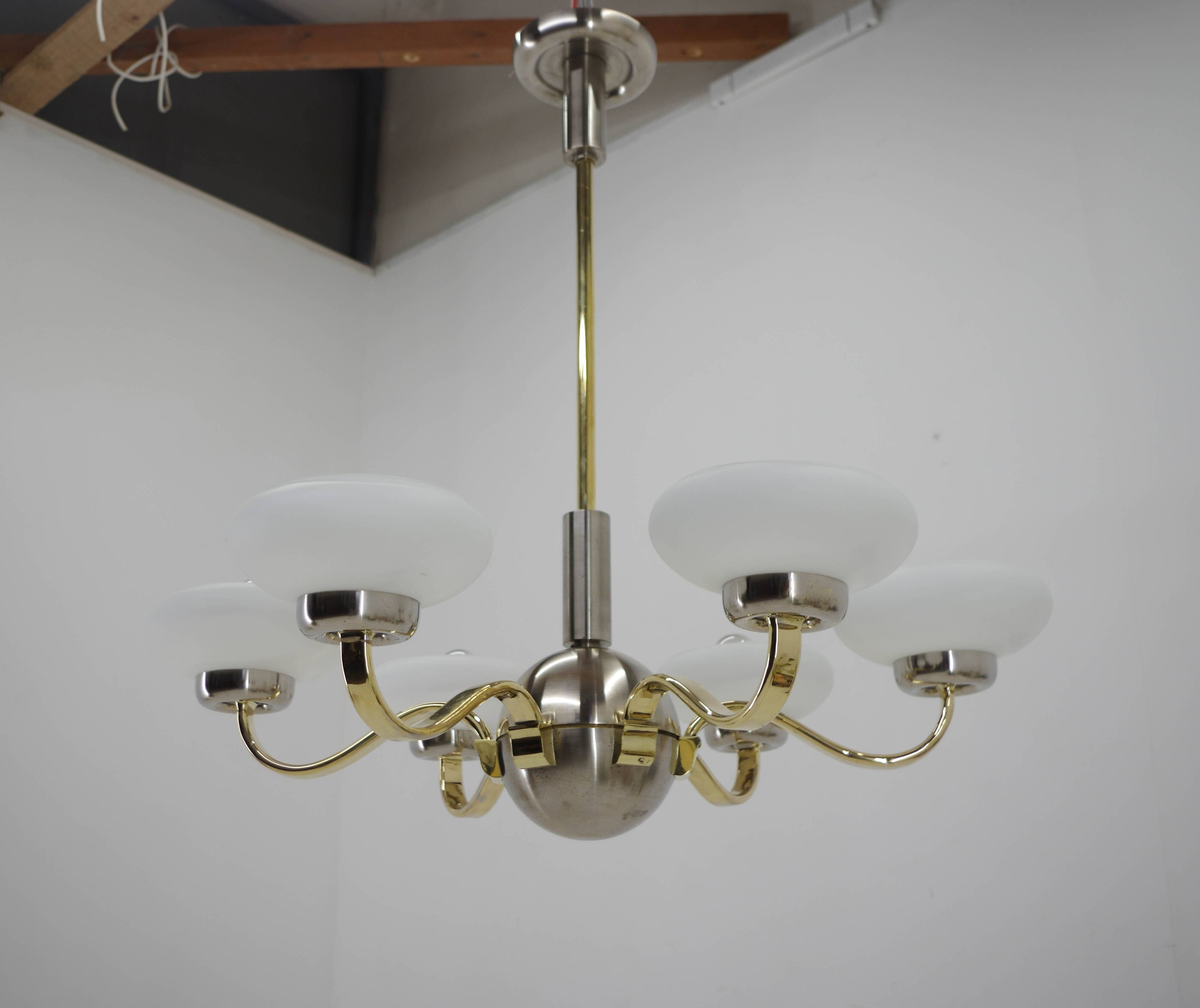Large Art Deco Chandelier, 1930s, Restored