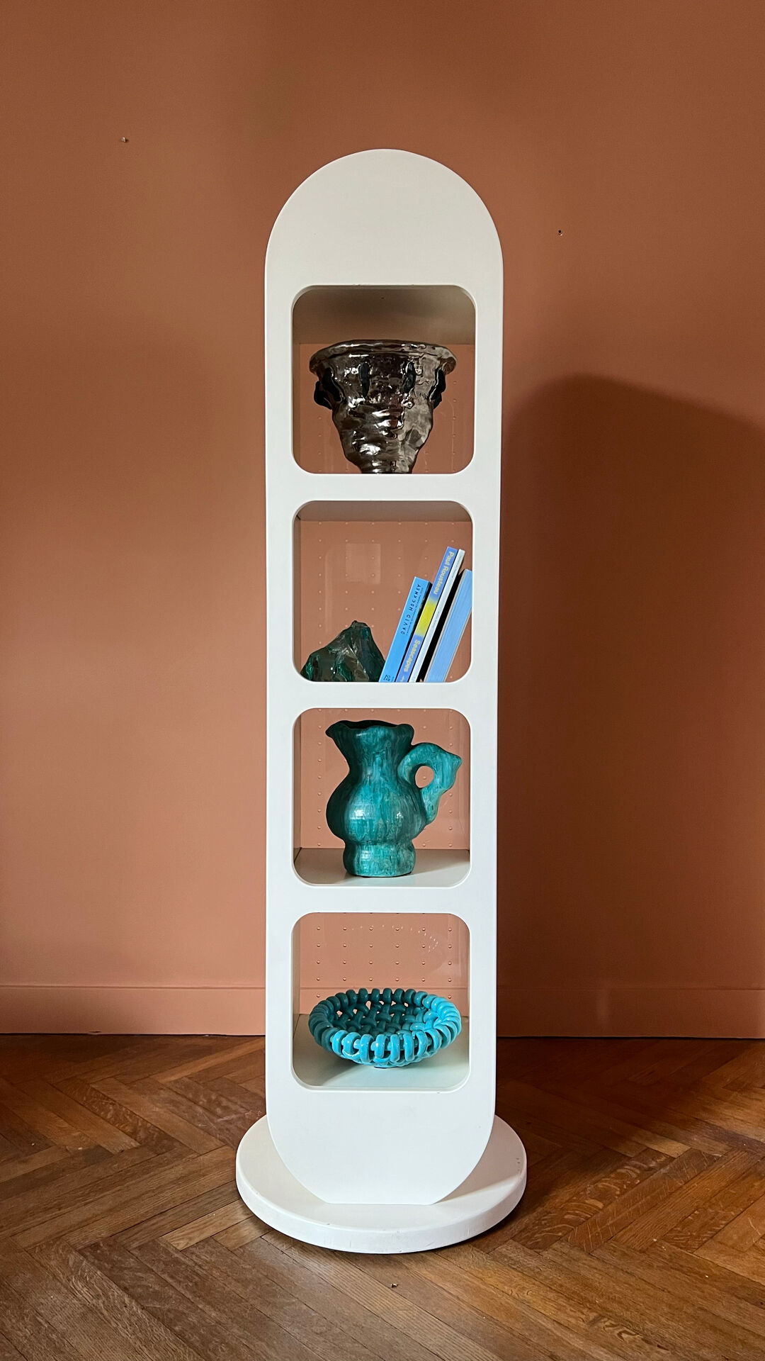 Vintage shelf from the 70s and 80s.