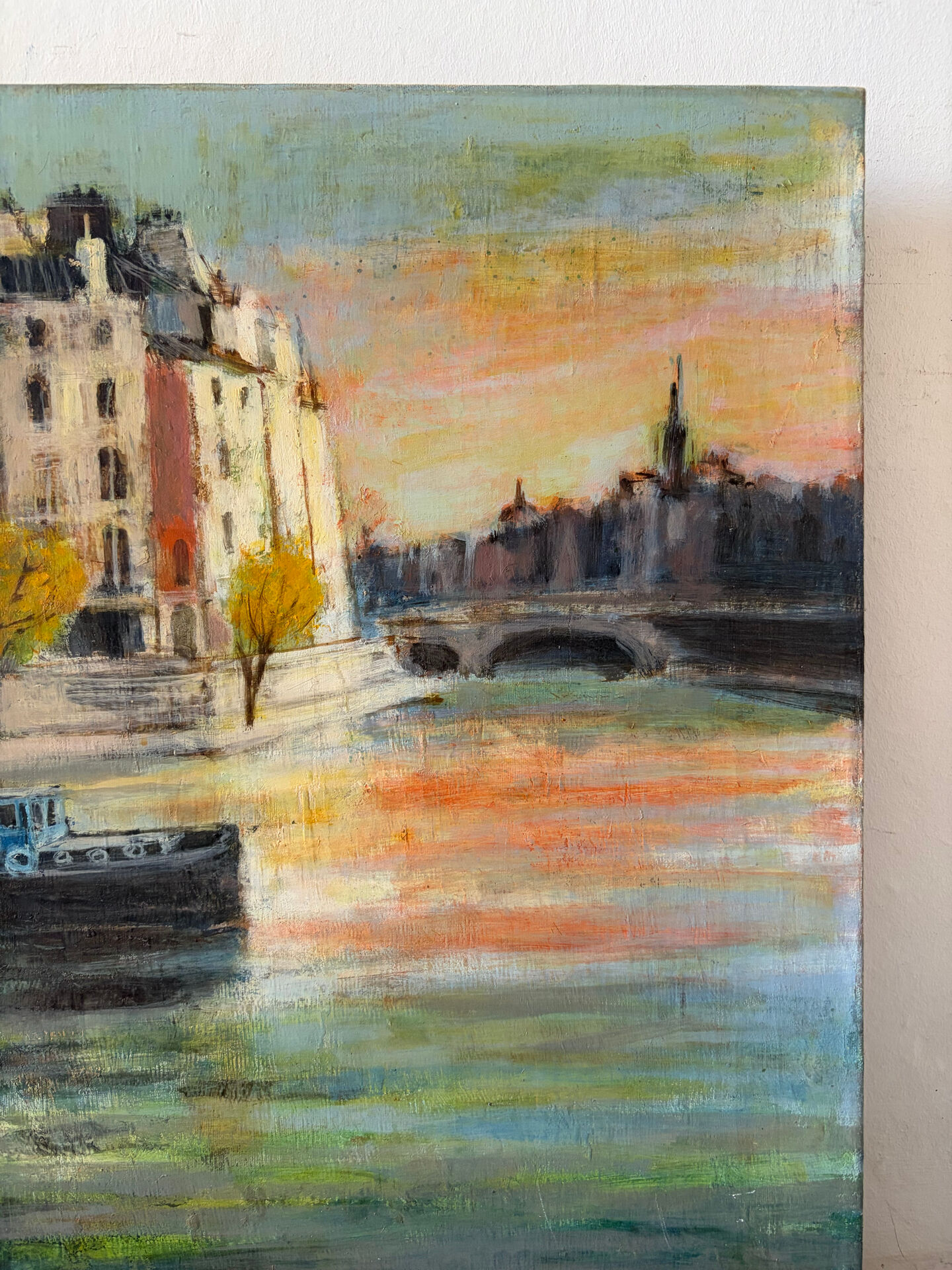 La Seine à Paris, huile sur toile signé 1970