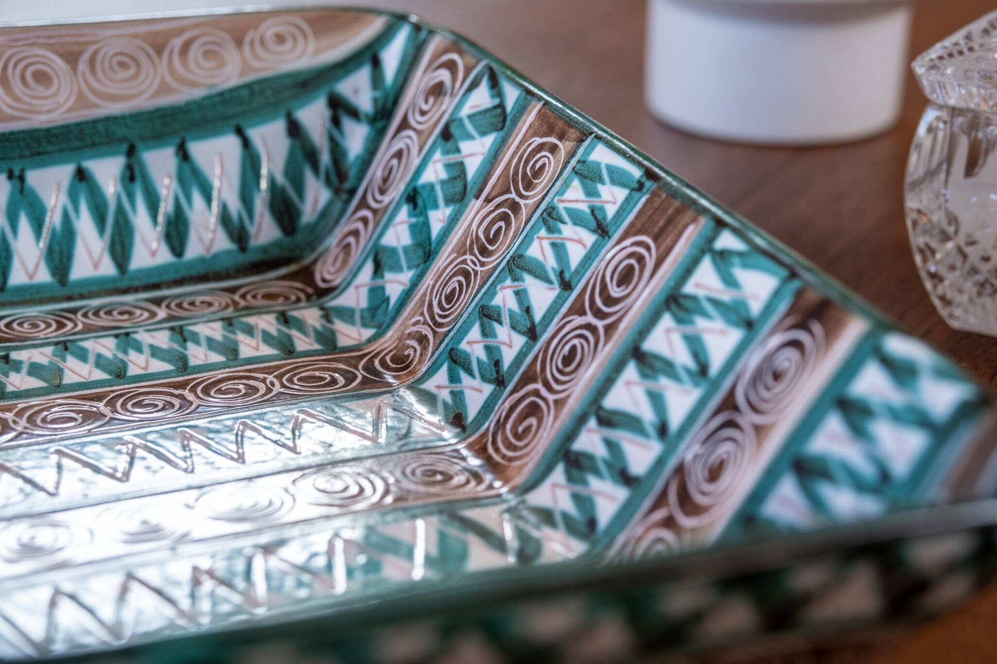 Large ceramic dish with polychrome decoration, Robert Picault, circa 1950