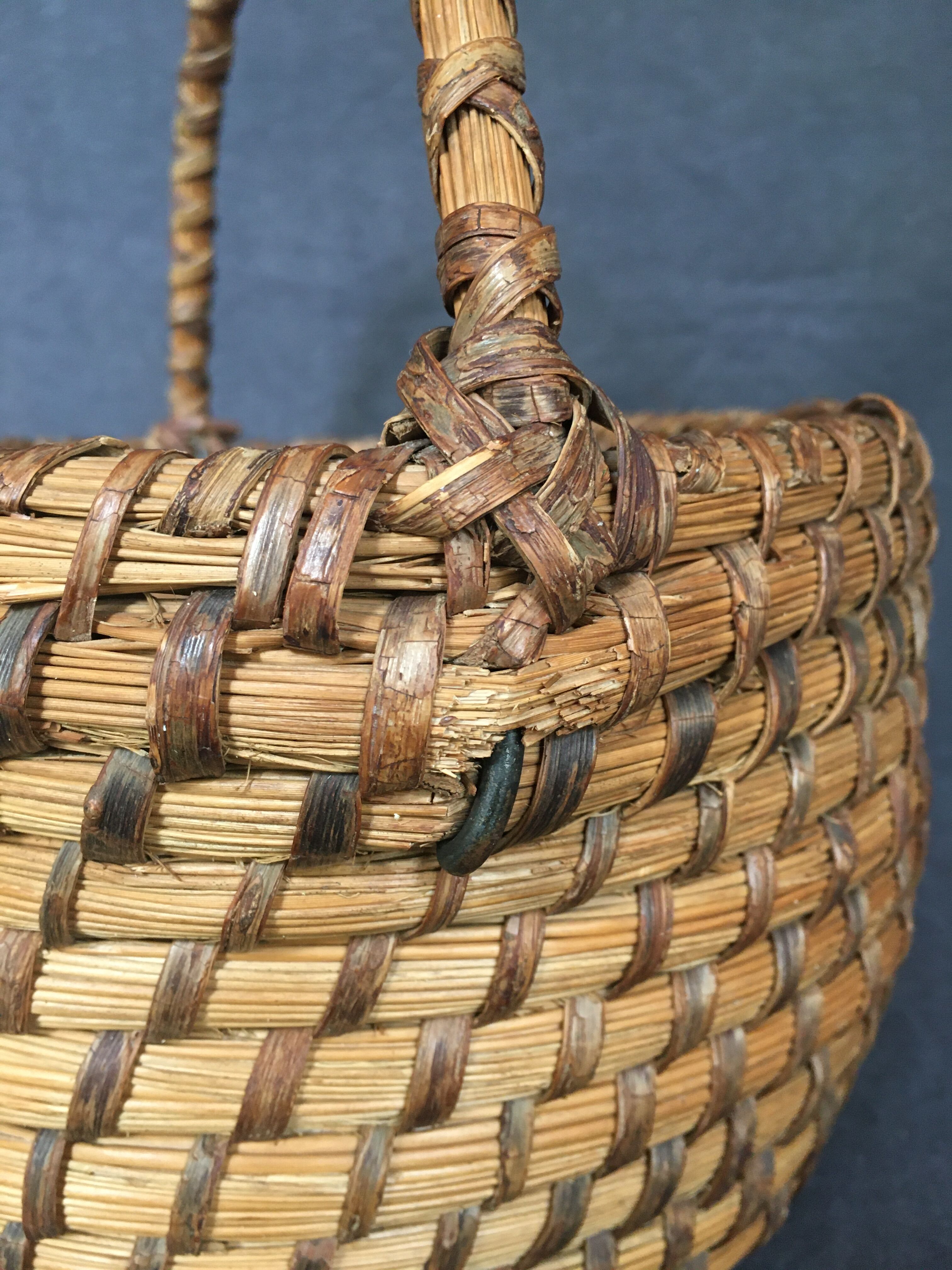 Woven straw handle basket